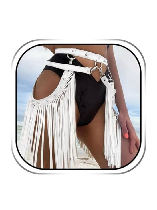 Cowgirl Fringe Belt Leather Tassel Belts Fashion Rave Harness Waist